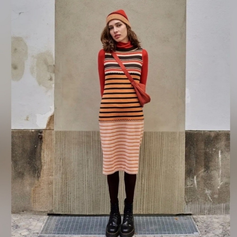 NWT MARNIxUNIQLO MERINO BLEND SLEEVELESS STRIPED KNITTED DRESS